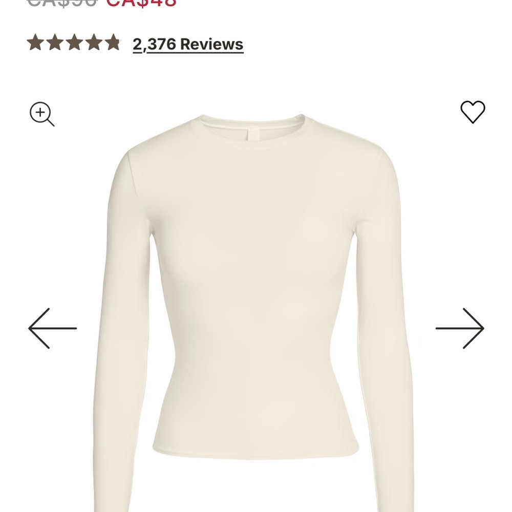 SKIMS Cotton Jersey Long-Sleeve T-shirt in Bone - Picture 2 of 4